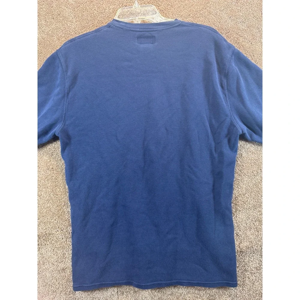 Polo Ralph Lauren Mens Navy Blue Waffle‎ Knit Thermal Long Sleeve Shirt Size L